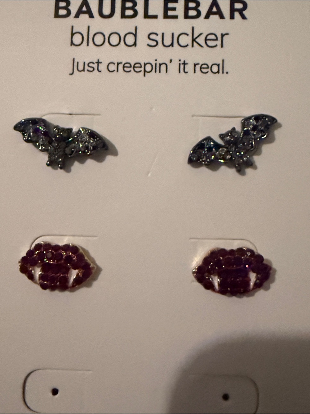 NWT BaubleBar Blood Sucker Bat & Vampire Lips Stud Earrings - Picture 2 of 7